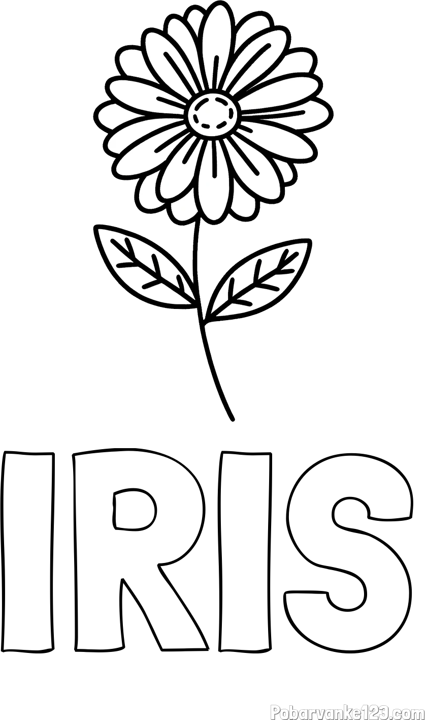 Pobarvanka imena IRIS in pobarvanka rožice