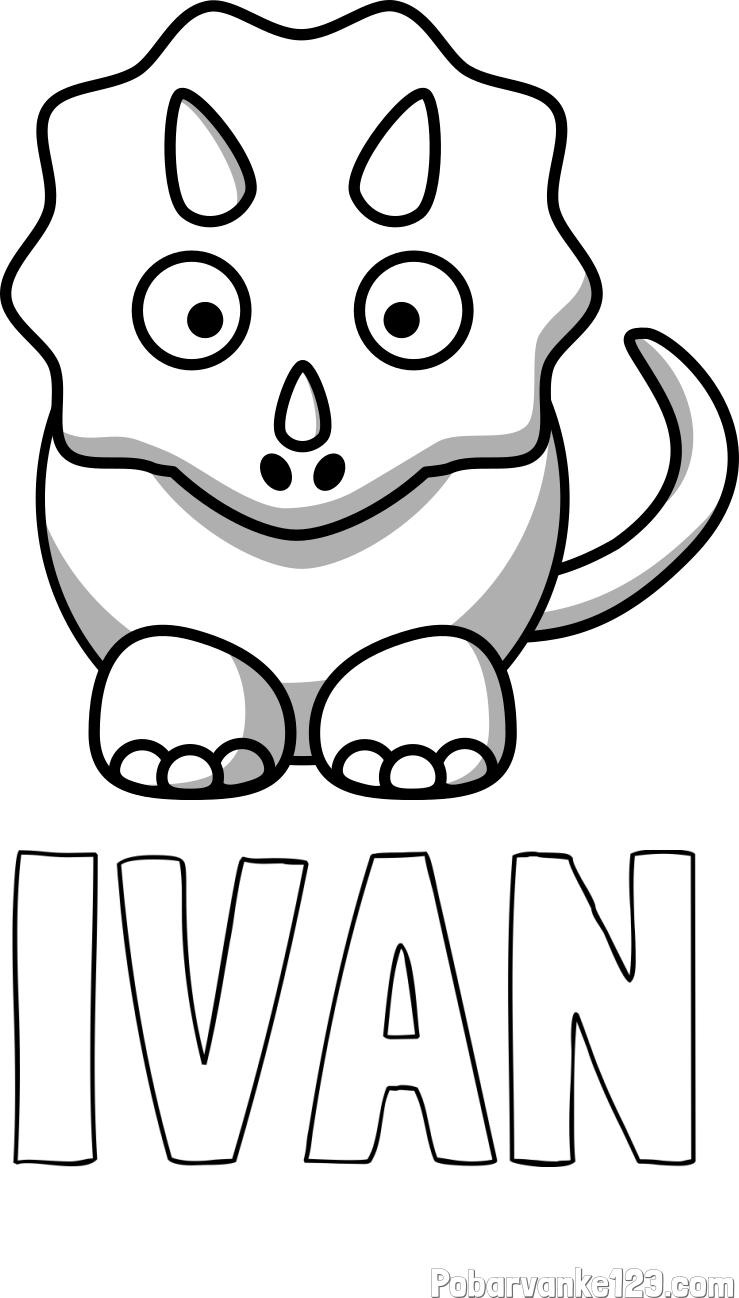 Pobarvanka imena IVAN in pobarvanka dinozavra triceratops