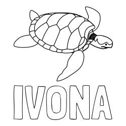 Online izdelana pobarvanka - Pobarvanka imena IVONA in otroška pobarvanka velike želve