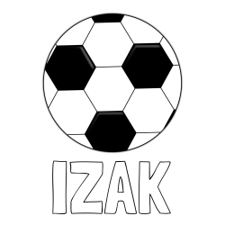 Online izdelana pobarvanka - Pobarvanka imena IZAK in pobarvanka nogometne žoge