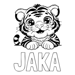 Online izdelana pobarvanka - Pobarvanka imena JAKA in pobarvanka tigrček