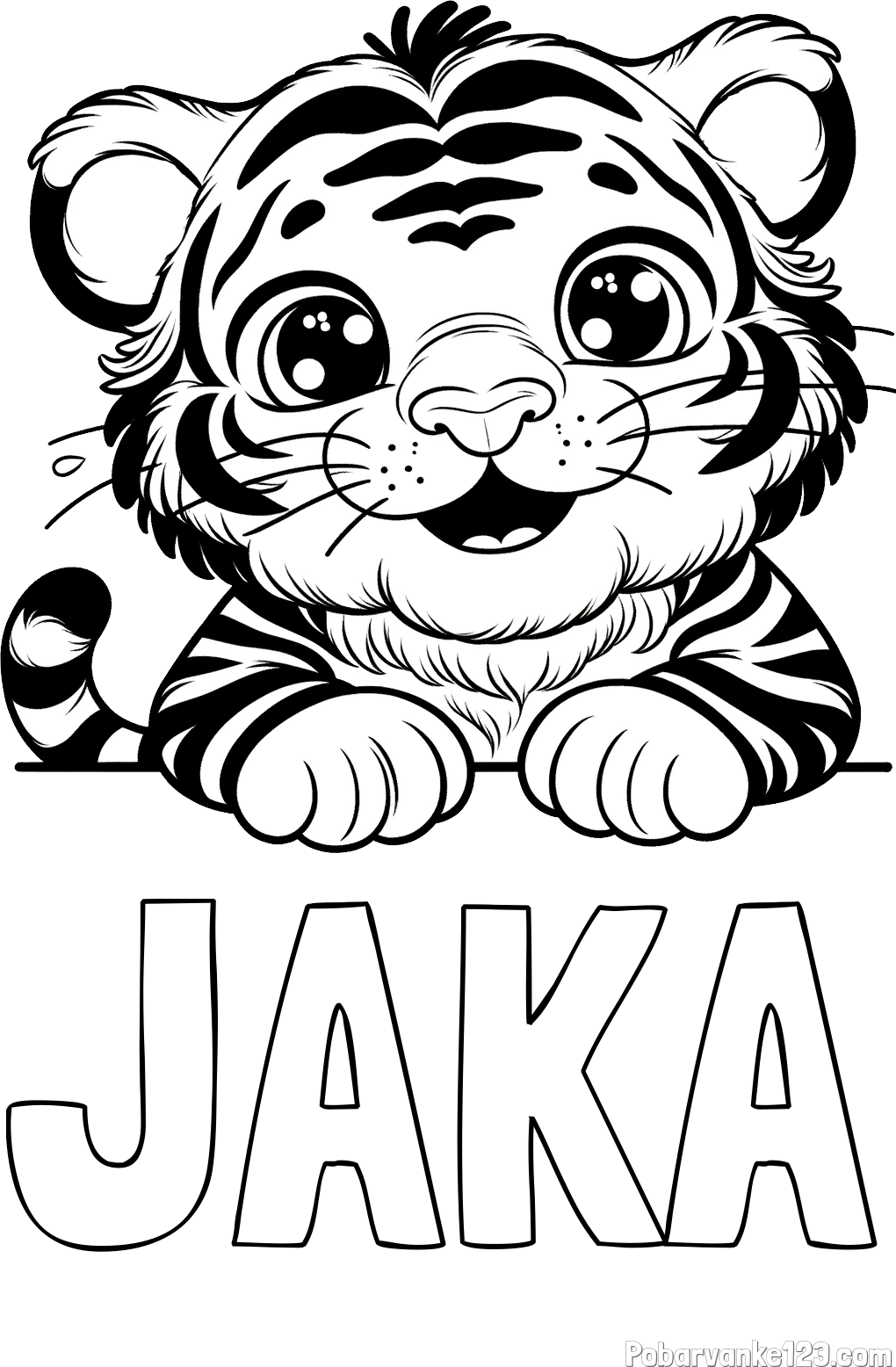 Pobarvanka imena JAKA in pobarvanka tigrček
