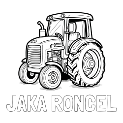 Online izdelana pobarvanka - Pobarvanka imena JAKA RONČEL in pobarvanka starega, a lepega traktorja