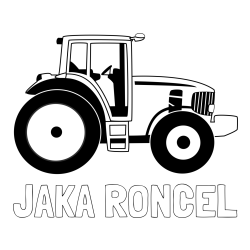 Online izdelana pobarvanka - Pobarvanka imena JAKA RONČEL in pobarvanka velikega in zmogljivega traktorja