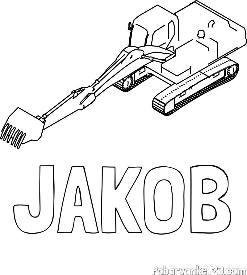 Pobarvanka imena JAKOB in pobarvanka bagra