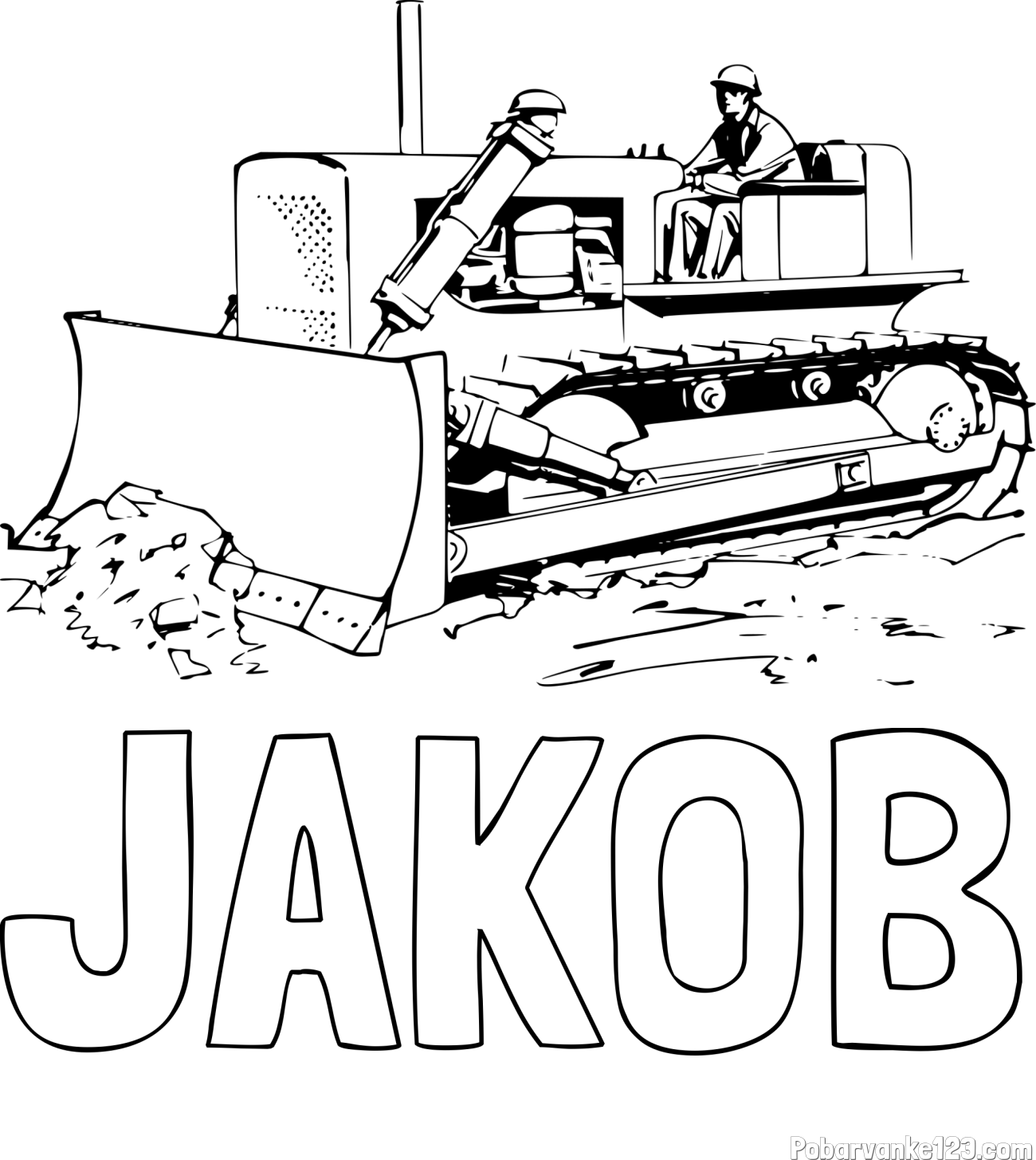 Pobarvanka imena JAKOB in pobarvanka buldožerja