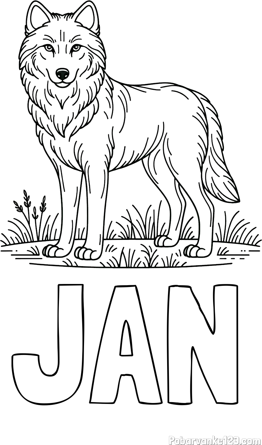 Pobarvanka imena JAN in pobarvanka volka