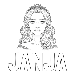 Online izdelana pobarvanka - Pobarvanka imena JANJA in pobarvanka ljubke princese s krono