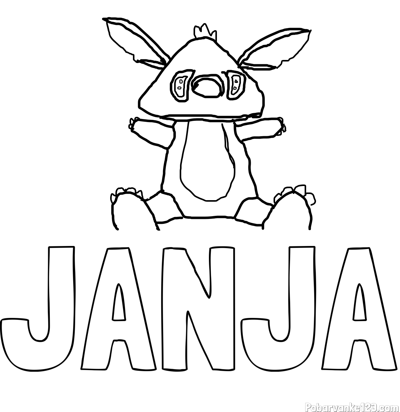 Pobarvanka imena JANJA in stich