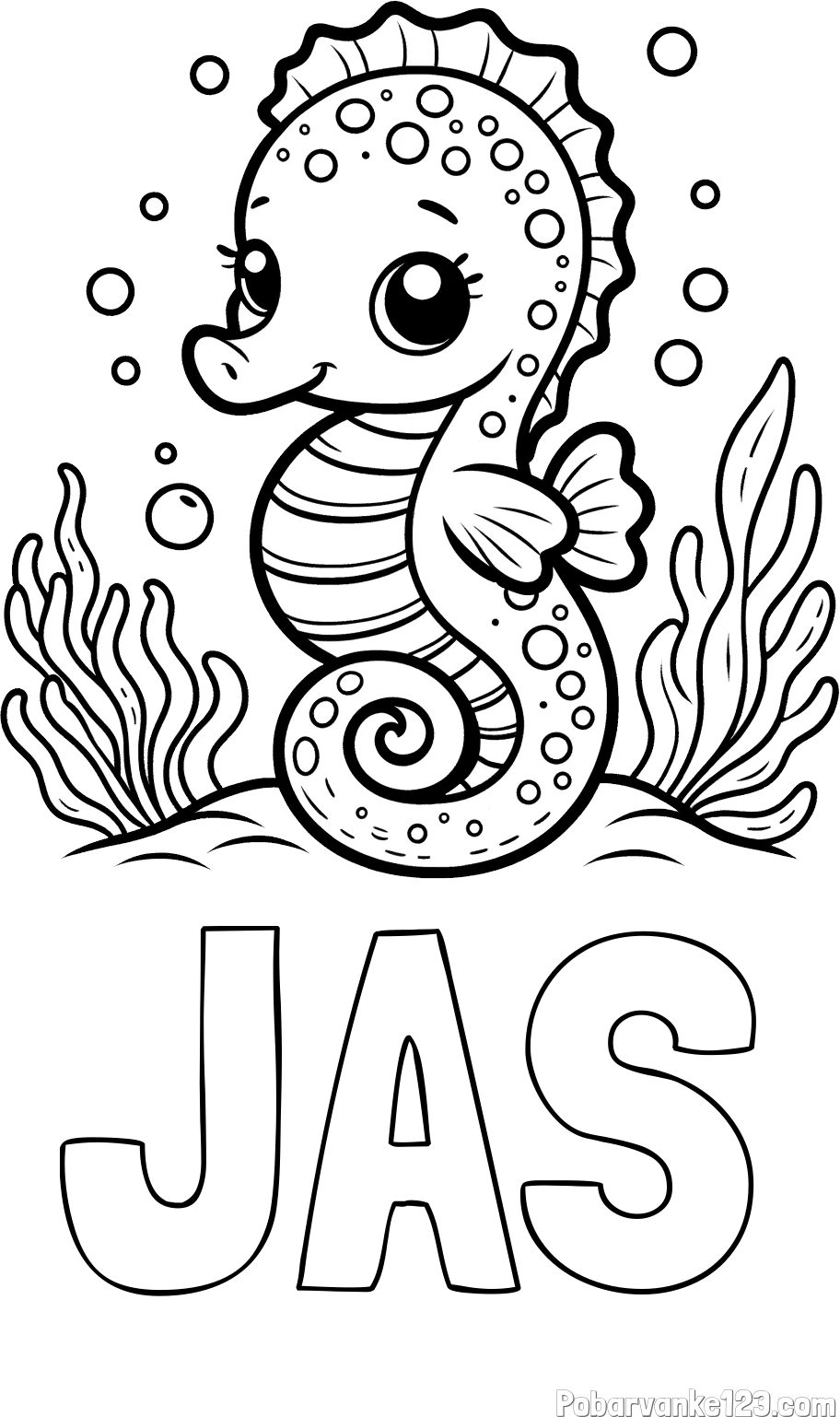 Pobarvanka imena JAŠ in pobarvanka morskega konjička
