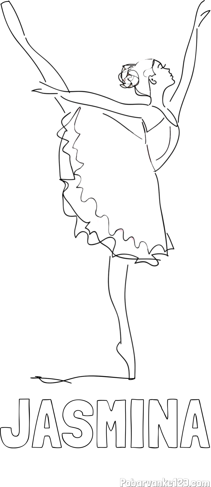 Pobarvanka imena JASMINA in pobarvanka ljubke baletke