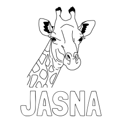 Online izdelana pobarvanka - Pobarvanka imena JASNA in lepa pobarvanka žirafje glave