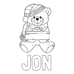 Online izdelana pobarvanka - Pobarvanka imena JON in pobarvanka ljubkega medvedka