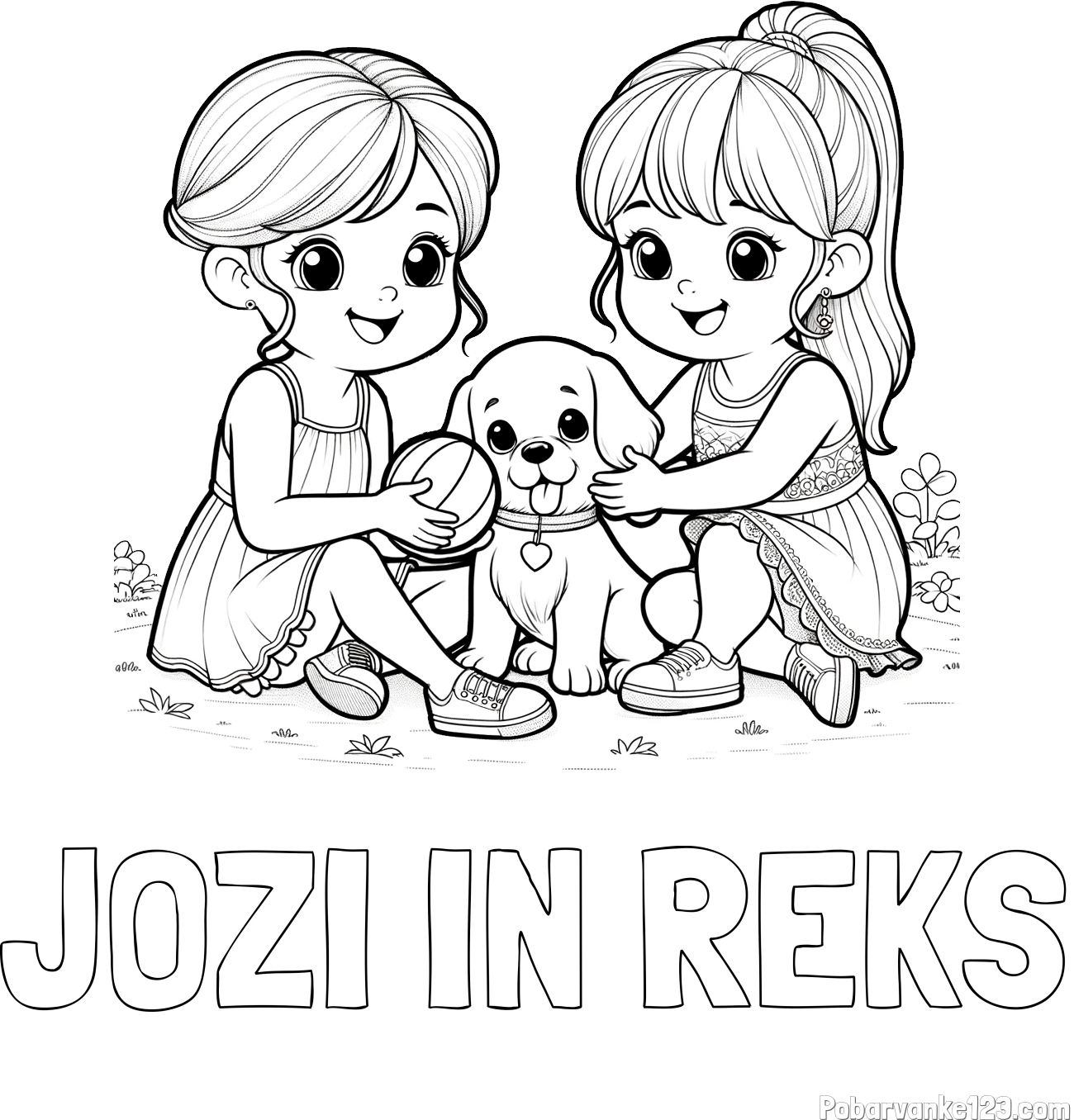 Pobarvanka imena JOZI IN REKS in pobarvanka prijateljic s kužkom