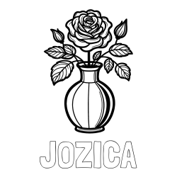 Online izdelana pobarvanka - Pobarvanka imena JOŽICA in pobarvanka čudovite vrtnice v vazi