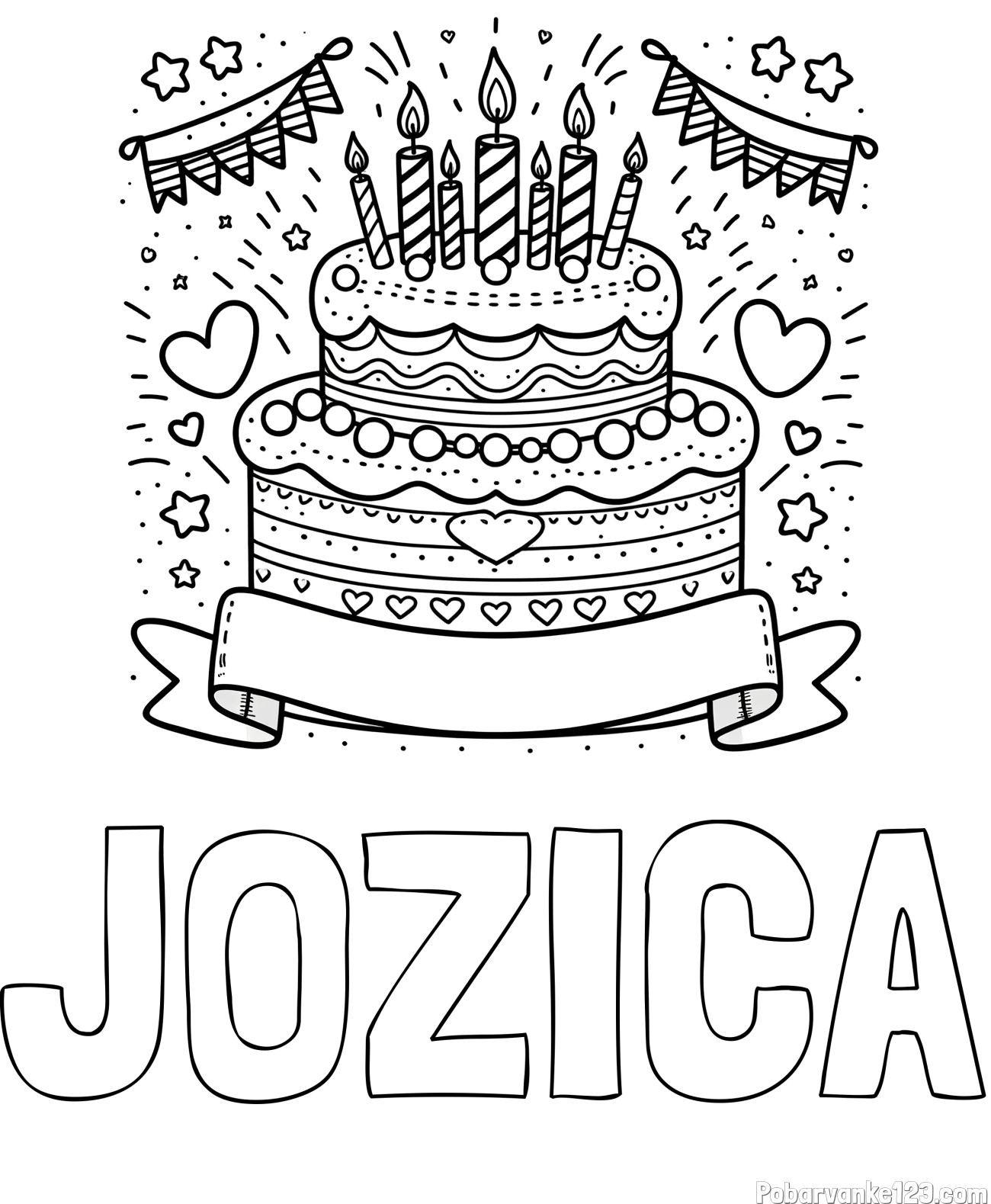 Pobarvanka imena JOŽICA in pobarvanka velike torte za rojstni dan