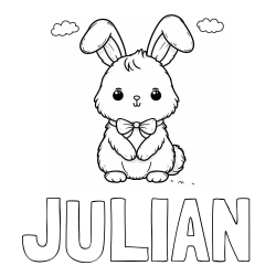 Online izdelana pobarvanka - Pobarvanka imena JULIAN in pobarvanka prikupnega zajčka