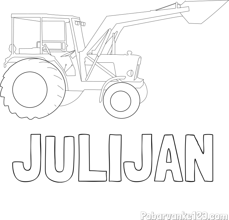 Pobarvanka imena JULIJAN in traktor 2