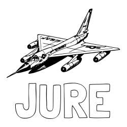 Online izdelana pobarvanka - Pobarvanka imena JURE in pobarvanka vojaškega lovca