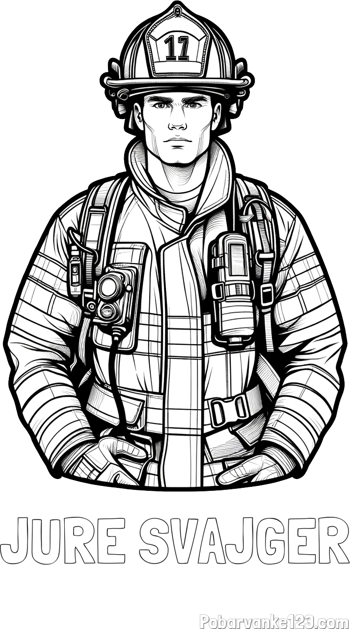 Pobarvanka imena JURE ŠVAJGER in pobarvanka gasilca (realistična)