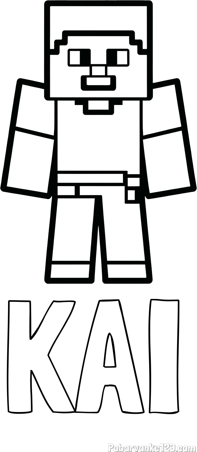 Pobarvanka imena KAI in pobarvanka Minecraft figurice