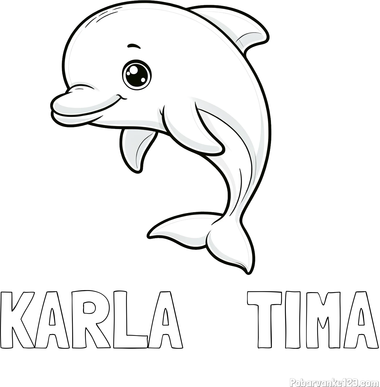 Pobarvanka imena KARLA    TIMA in otroška pobarvanka ljubkega delfina
