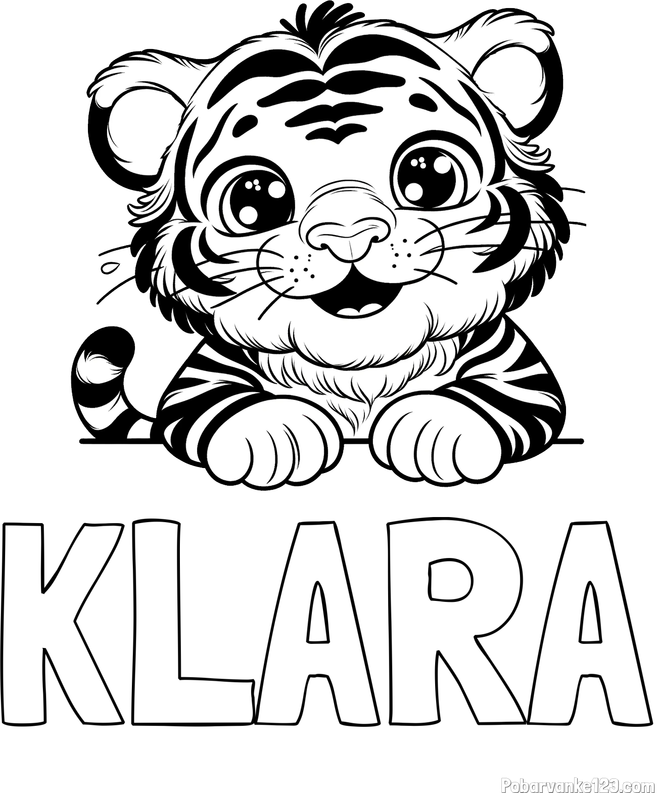 Pobarvanka imena KLARA in pobarvanka tigrček