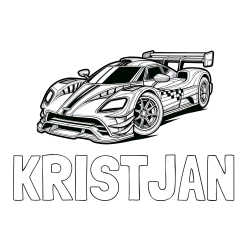 Online izdelana pobarvanka - Pobarvanka imena KRISTJAN in pobarvanka modernega športnega avtomobila