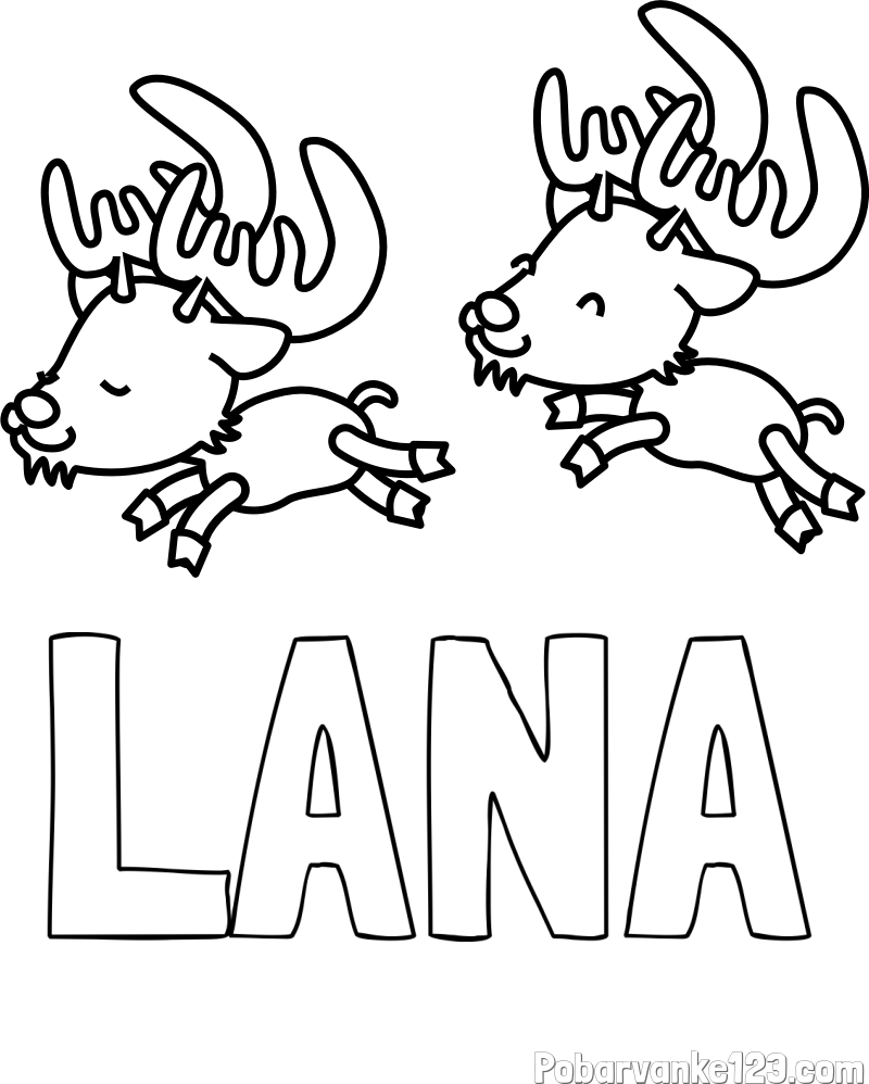 Pobarvanka imena LANA in jelenčka