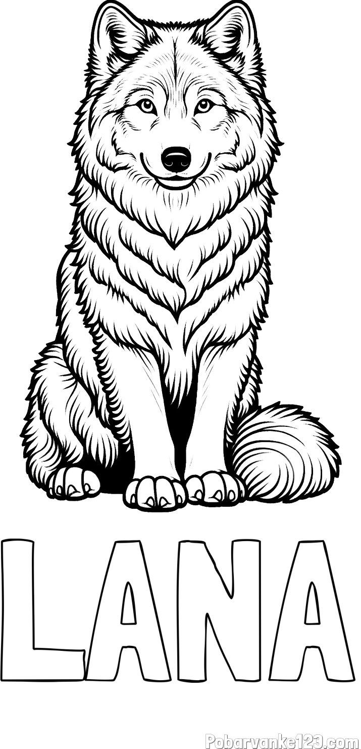 Pobarvanka imena LANA in pobarvanka prijaznega volka