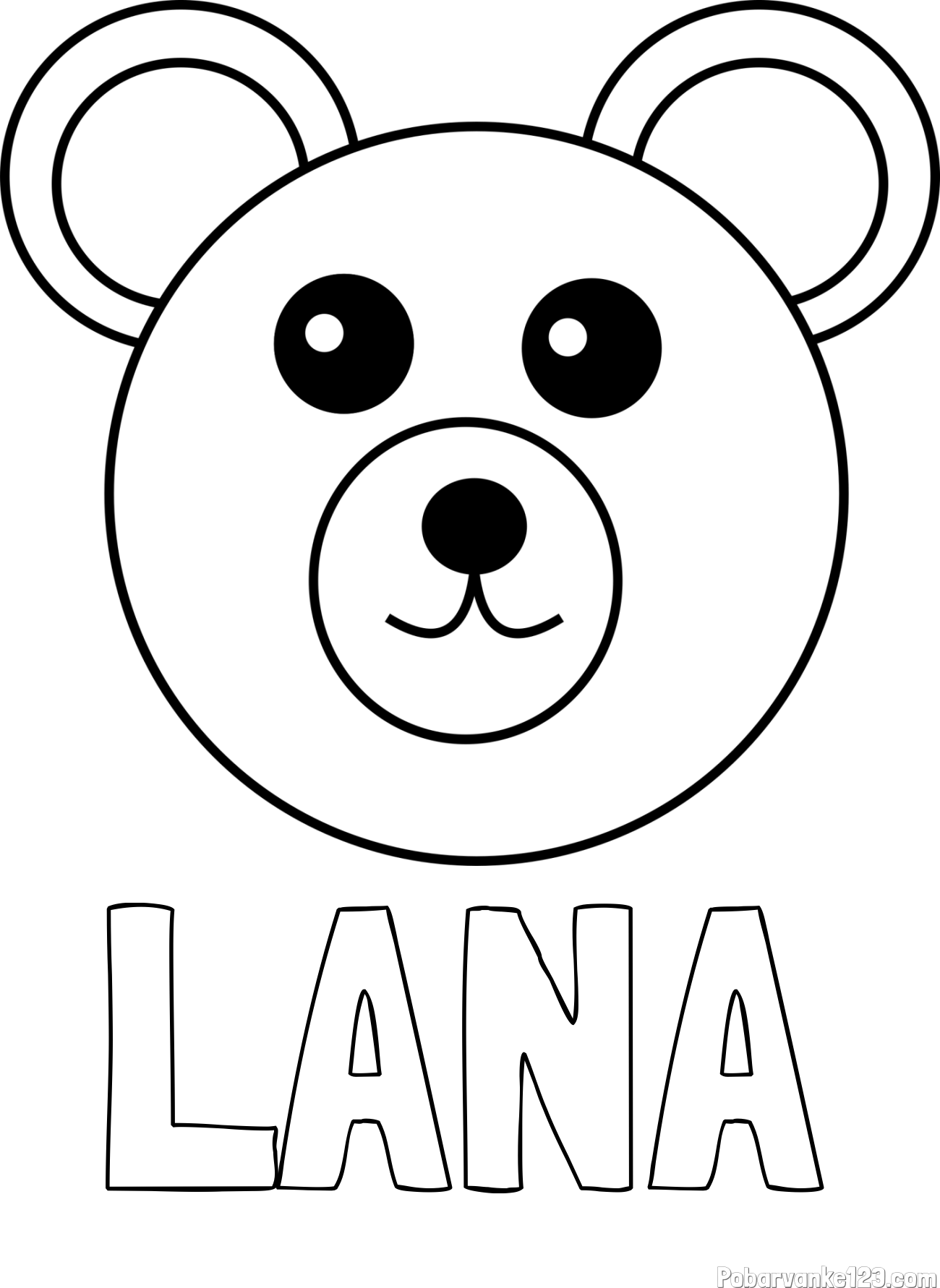 Pobarvanka imena LANA in preprosta pobarvanka medvedka