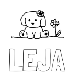 Online izdelana pobarvanka - Pobarvanka imena LEJA in KUŽIKA