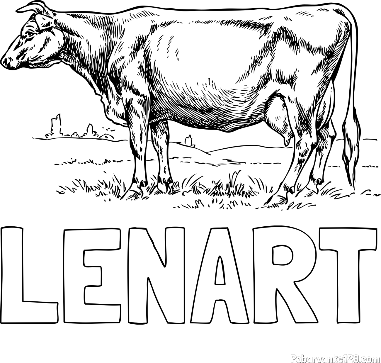 Pobarvanka imena LENART in pobarvanka krave na paši