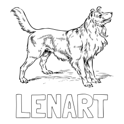 Online izdelana pobarvanka - Pobarvanka imena LENART in pobarvanka prikupnega in prijaznega kužka