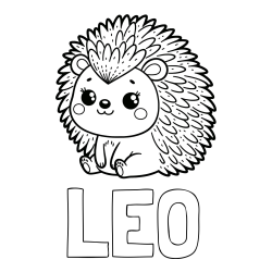 Online izdelana pobarvanka - Pobarvanka imena LEO in pobarvanka nasmejanega ježka
