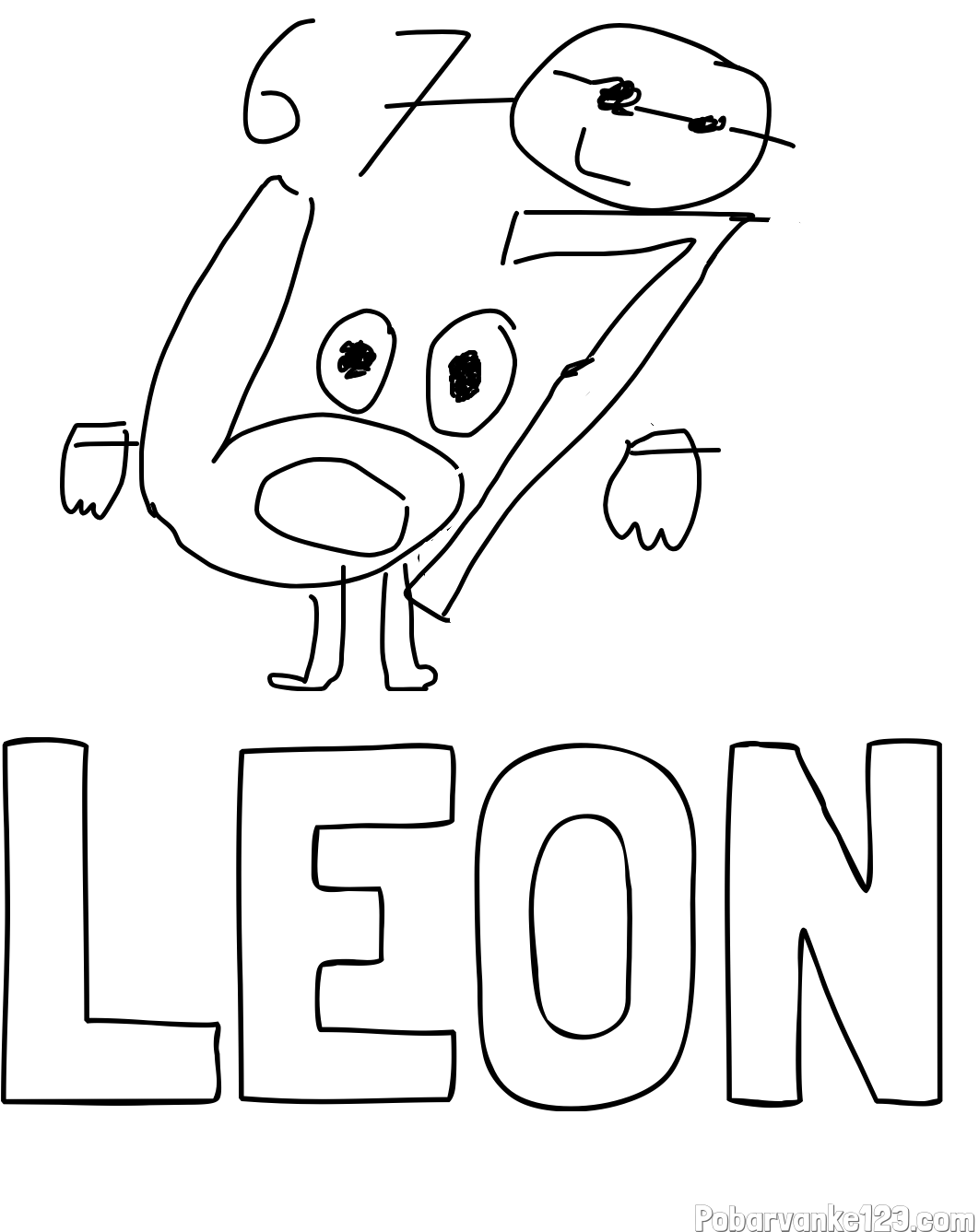 Pobarvanka imena LEON in six seven