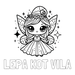 Online izdelana pobarvanka - Pobarvanka imena LEPA KOT VILA in prikupna čarobna vila