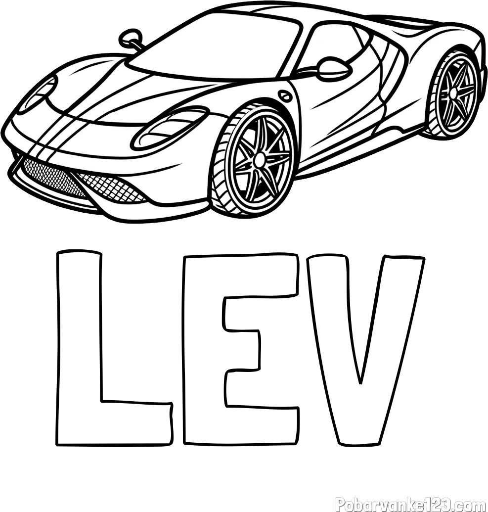 Pobarvanka imena LEV in pobarvanka dirkalnega avtomobila