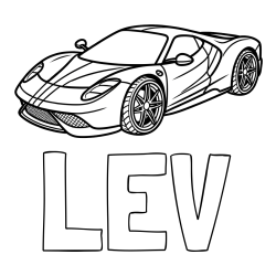 Online izdelana pobarvanka - Pobarvanka imena LEV in pobarvanka dirkalnega avtomobila