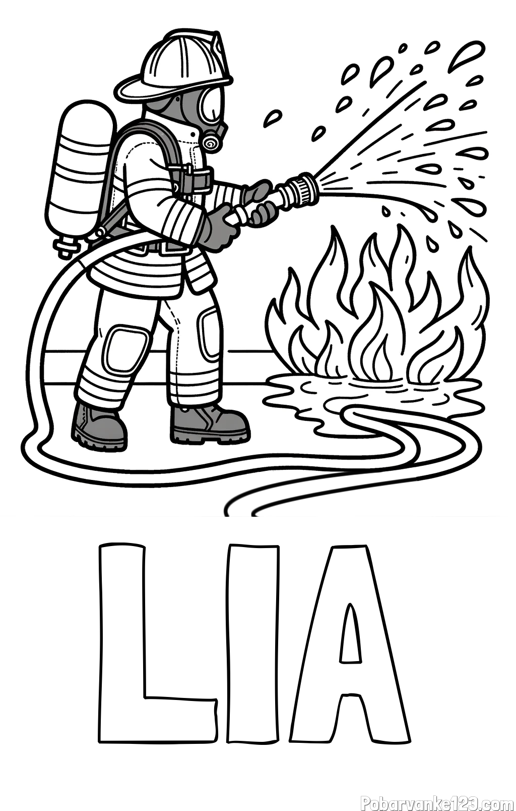 Pobarvanka imena LIA in pobarvanka gasilca in velikega požara