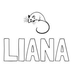 Online izdelana pobarvanka - Pobarvanka imena LIANA in pobarvanka miške