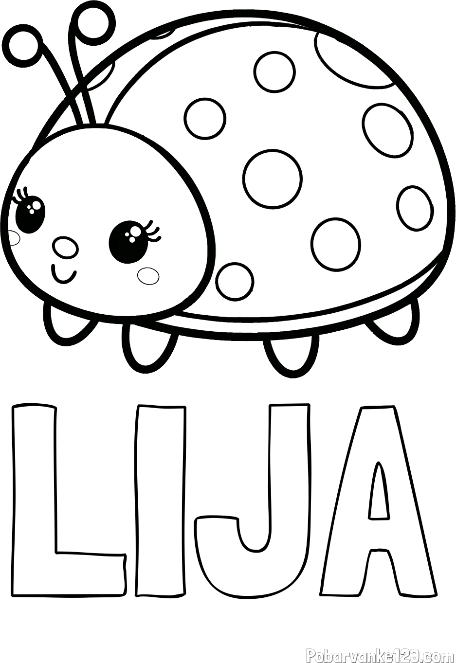 Pobarvanka imena LIJA in pobarvanka ljubke pikapolonice