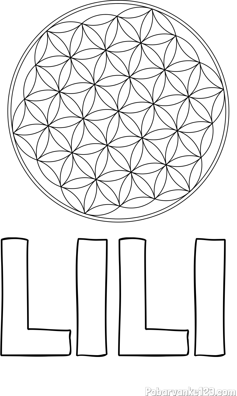 Pobarvanka imena LILI in mandale