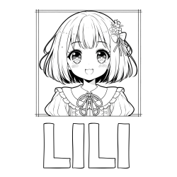 Online izdelana pobarvanka - Pobarvanka imena LILI in pobarvanka ljubke punčke v anime slogu