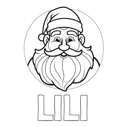 Online izdelana pobarvanka - Pobarvanka imena LILI in pobarvanka ljubkega in nasmejanega Božička