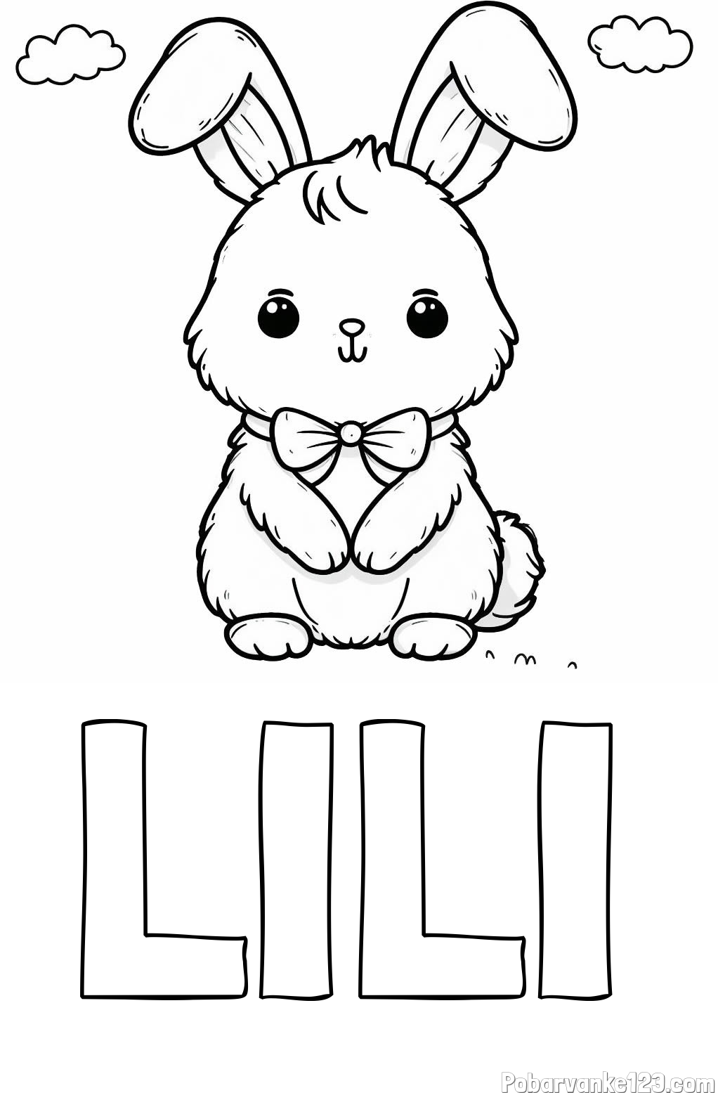 Pobarvanka imena LILI in pobarvanka prikupnega zajčka