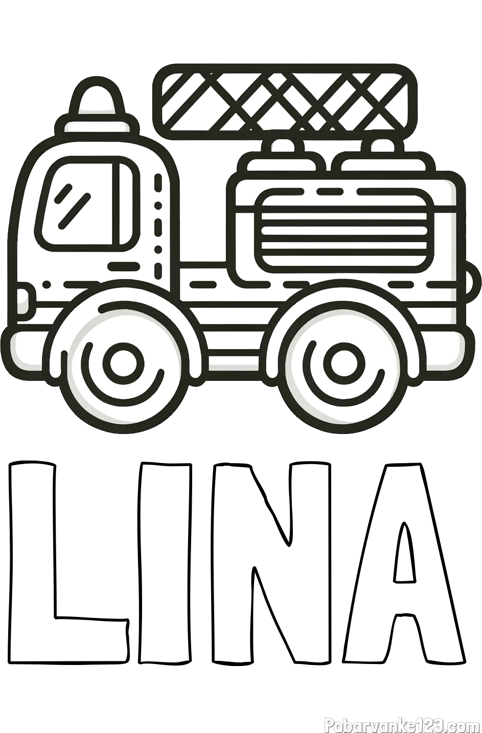 Pobarvanka imena LINA in pobarvanka gasilski avto