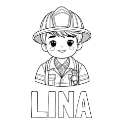 Online izdelana pobarvanka - Pobarvanka imena LINA in pobarvanka mladega gasilca