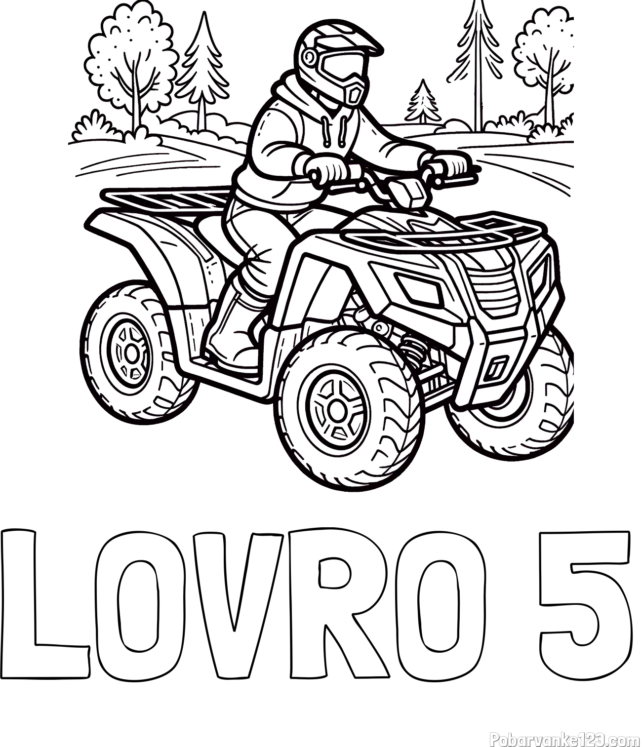 Pobarvanka imena LOVRO 5 in pobarvanka motorista na štirikolesniku