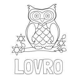 Online izdelana pobarvanka - Pobarvanka imena LOVRO in pobarvanka sove
